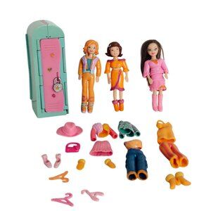 Vtg Polly Pocket Locker Dolls Colors of the Rainbow Outfit Shoes 33 Pc P14